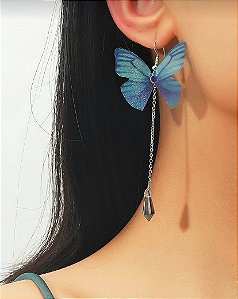 Brinco Longo Borboleta Azul