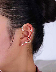 Brinco Ear Cuff Galhos Dourado