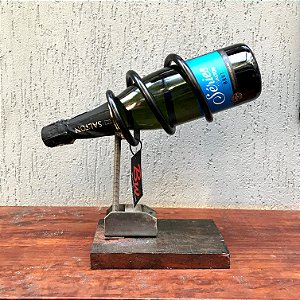 Suporte Vinho/espumante - madeira c/ inox