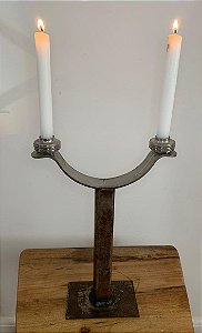 Castiçal inox/ferro - 2 velas