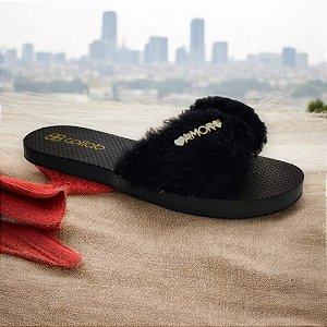 Chinelo Feminino de Pelúcia Macio sola Antiderrapante
