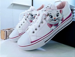 Tênis Casual Feminino Colorido Gatinha Branca