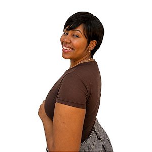 Wig Gabinela Humana / Cabelo Curto Liso / Peruca Feminina com Repartição Livre / Alta Densidade Efeito Natural