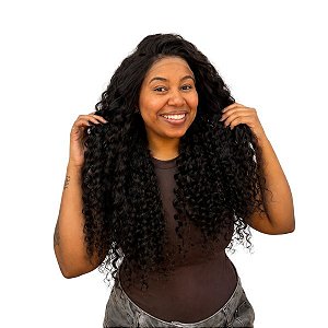 Lace Humana Eduarda 13x4 / Cabelo Humano Natural / Cacheado Longo HD Lace Front / Peruca Feminina Alta Densidade / Pré-Plucked Baby Hair