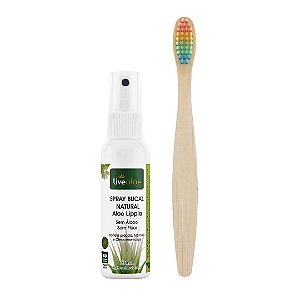 Kit Higiene Bucal Ecológico Escova de Dentes + Spray Bucal Livealoe