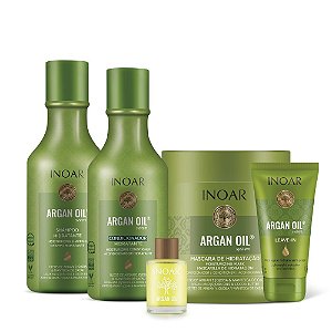 Kit Inoar Argan Oil System Shampoo + Condicionador 250ml + Máscara 500g + Leave in 50g + Argan Oil