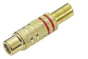 PLUG RCA FÊMEA DOURADO VERMELHO
