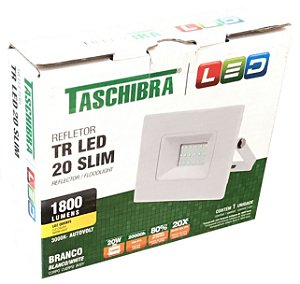REFLETOR TR LED 20W 3000K BRANCO TASCHIBRA