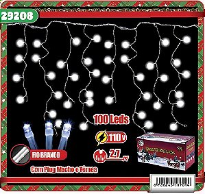 CASCATA 100 LÂMPADA LED FIXA 110V 2,70M BRANCO