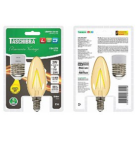 LÂMPADA LED FILAMENTO VINTAGE B35 127V 3W