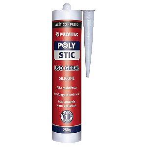 SILICONE ACÉTICO POLYSTIC 250G PRETO