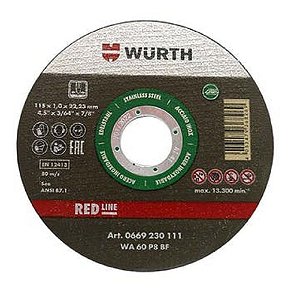 DISCO CORTE INOX 115X1.0X22MM WURTH