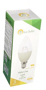 LÂMPADA VELA LED E-14 3W 3000K LUZ SOLLAR
