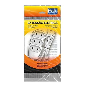 EXTENSÃO FIO PARALELO 2X0,75 3M BRANCO PRATIK