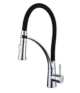 TORNEIRA GOURMET MONOCROMADA FLEXÍVEL PRETA ME08