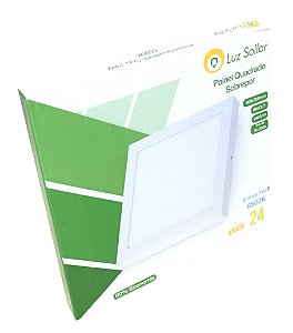 PLAFON LED SOBREPOR QUADRADO 24W BRANCO FRIO LUZ SOLLAR