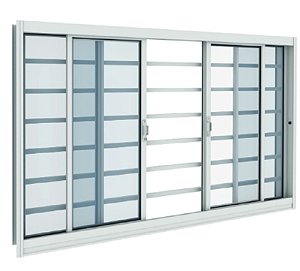 VITRO VITROLAR 4 FOLHAS COM GRADE E VIDRO 150X100X12CM BRANCO