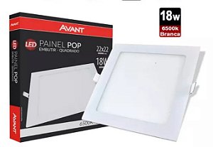 PAINEL LED EMBUTIR QUADRADO 18W 22CM BRANCO FRIO AVANT