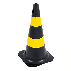 CONE PARA SINALIZAÇÃO PRETO/AMARELO 50CM
