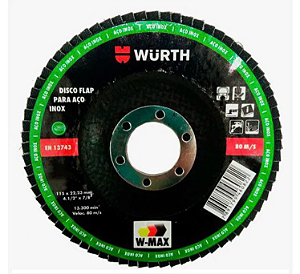DISCO FLAP AÇO INOX W-MAX 4.1/2 G60 WURTH