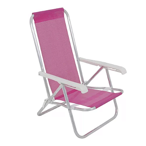 CADEIRA RECLINÁVEL 4 POSIÇÃO ALUMÍNIO LAZY PINK