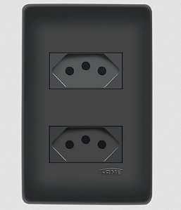 CONJUNTO FAME HABITAT 4X2 BLACK 2 TOMADA SEPARADA 10A