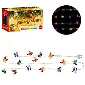 PISCA LED 28 LÂMPADAS BORBOLETA COLOR  220V