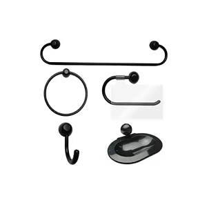 ACESSÓRIO BANHEIRO 5 PEÇAS PVC PRETO JAPI
