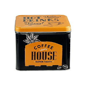 LATA PORTA CÁPSULAS COFFE HOUSE DOURADO