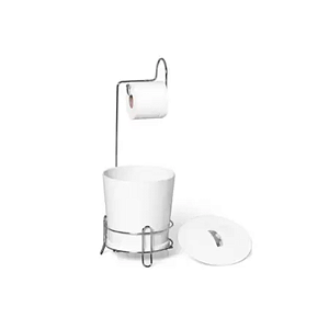 SUPORTE PAPEL HIGIÊNICO COM LIXEIRA BRANCA NIQUELART