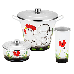 KIT PIA ALUMÍNIO 3PÇS POA REDAR BRANCO /GALINHA