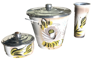 KIT PIA ALUMÍNIO 3 PEÇAS POA REDAR BRANCO / FLORES
