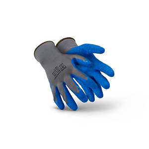 LUVA PU SS1005 TECIDO E BORRACHADA AZUL COM CINZA