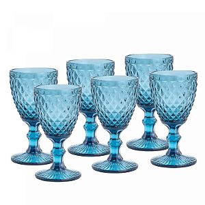 CONJUNTO 6 TAÇAS AG ABACAXI AZUL 325ML 6464 LYOR