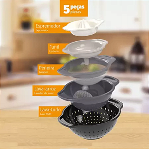 JOGO UTENSÍLIOS COM PEGAS 5 PEÇAS PLASUTIL