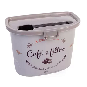 PORTA CAFÉ COM FILTRO E COLHE 1,5L PLÁSTICO CINZA