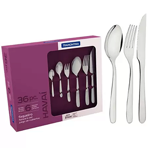 FAQUEIRO AÇO INOX COM 36 PEÇAS HAVAI