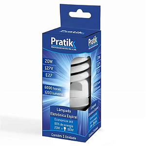 LÂMPADA FLUORESCENTE ESPIRAL 20W 220V PRATIK