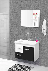 GABINETE BANHEIRO FIMAP QUALITY 0.70CM BRANCO/PRETO