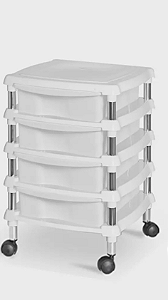 GAVETEIRO 4 GAVETAS COM RODÍZIO BRANCO MIQUELART
