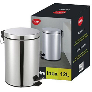 LIXEIRA PEDAL INOX 12L CLINK