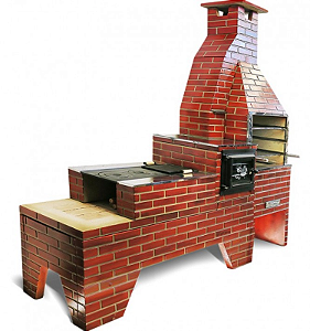 CHURRASQUEIRA COM FOGÃO E FORNO TORRES TIJOLO MOGNO AMADEIRADO 3X1