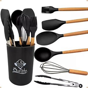 CONJUNTO 7 PEÇAS UTENSÍLIOS COZINHA ANTI ADERENTE MASTER BLACK