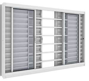 VENEZIANA VITROLAR 6FLS COM GRADE COM VIDRO 200X100X12 BRANCO