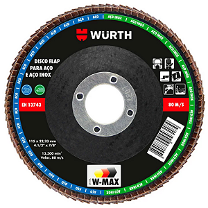 DISCO FLAP AÇO INOX W-MAX 4.1/2 G120 WURTH