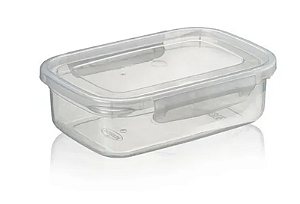 POTE PLÁSTICO RETANGULAR 1LT RASO COM TRAVA TRANSPARENTE