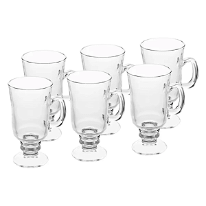 CONJUNTO TAÇA 6 PEÇAS CAPPUC COM ALÇA VIDRO 250ML