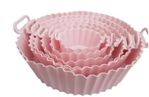 JOGO FORMAS PARA AIR FRYER 6 PEÇAS EM SILICONE ROSA