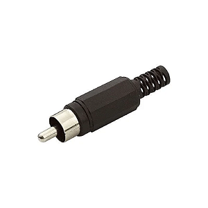 PLUG RCA JACK PLÁSTICO COM PROTETOR PRETO