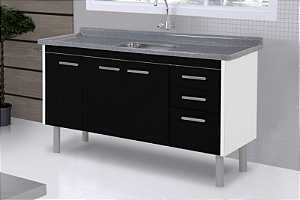 GABINETE AJ RORATO VALENZA 144,2CM TEXTURA PRETA